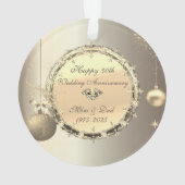 Gold Balls Diamonds 50ste bruiloft Jubileum Ornament (achterkant)