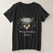 Gold Balls, Silver Pine en Snowflakes, kerstmis Grote Maat T-shirt (Design voorkant)