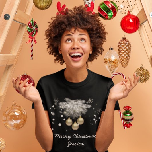 Gold Balls, Silver Pine en Snowflakes, kerstmis Grote Maat T-shirt