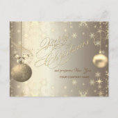 Gold Balls Snowflakes Stars Zakelijke Groet Feestdagenkaart (Voorkant)