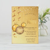 Gold Balls, String Lights Company, kerstparty Kaart (Staand voorkant)