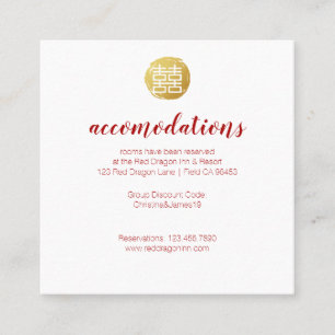 Gold Bamboo & Double Gelukkig Chinees Hotel Vierkante Visitekaartje