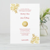 Gold Bamboo Double Happiness Chinese bruiloft Kaart (Staand voorkant)