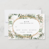 Gold Bands Eucalyptus Elegant Greenery Moss RSVP Kaartje (Voorkant)