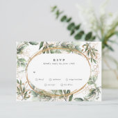Gold Bands Eucalyptus Elegant Greenery Moss RSVP Kaartje (Staand voorkant)