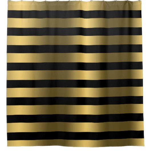 Gold Bands op Black Classy Shower Curtain Douchegordijn (Voorkant)