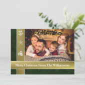 Gold Bands surround jouw familie foto met kerstmis Feestdagenkaart (Staand voorkant)