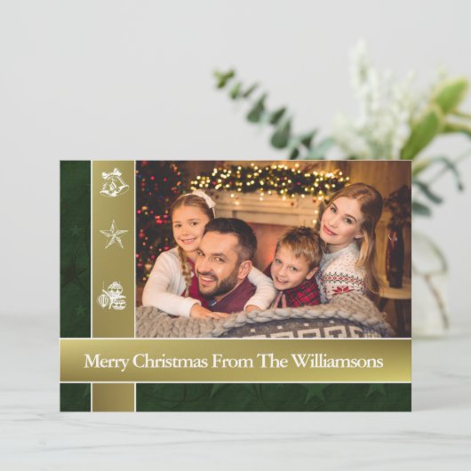 Gold Bands surround jouw familie foto met kerstmis Feestdagenkaart (Staand voorkant)
