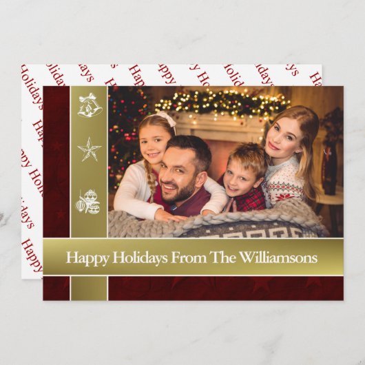 Gold Bands Surround Prettige feestdagen Feestdagenkaart (Voorkant / Achterkant)