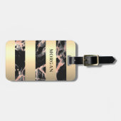Gold Bands, zwart en Roos Gold Marble, naam Bagagelabel (Voorkant horizontaal)