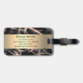 Gold Bands, zwart en Roos Gold Marble, naam Bagagelabel (Achterkant horizontaal)