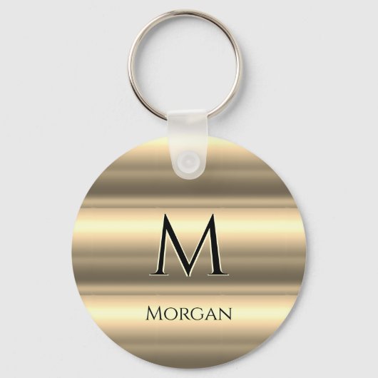 Gold Bands, zwarte naam en monogram Sleutelhanger (Voorkant)