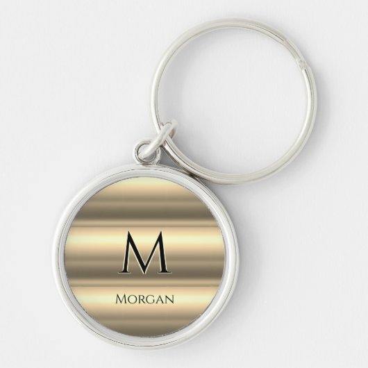 Gold Bands, zwarte naam en monogram Sleutelhanger (Voorkant)