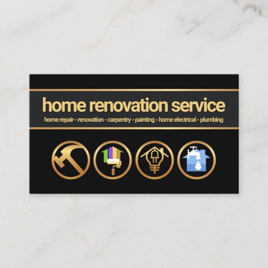 Gold Banner Creative Handyman Construction Tools Visitekaartje (Voorkant)