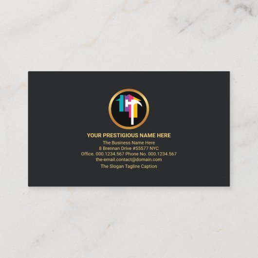 Gold Banner Creative Handyman Tools Contractor Visitekaartje (Achterkant)