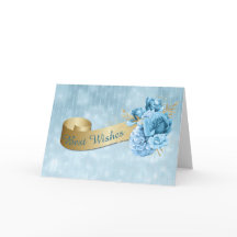 Gold Banner met Blue Flowers Wedding
