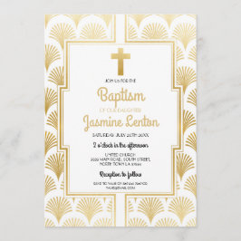Gold Baptism Cross Christening Twenties Art Deco Kaart