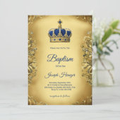 Gold baptism invitation with an ornate invitation kaart (Staand voorkant)