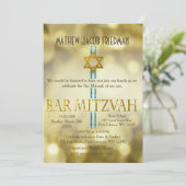 Gold Bar Mizvah Uitnodiging (Staand voorkant)