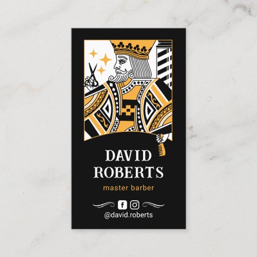 Gold Barber King Zwart Spelen Kaart Haar Stylist Visitekaartje (Voorkant)