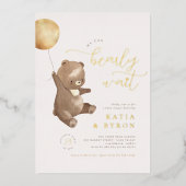 Gold Barly Wait Gender Neutral Beer Baby shower Folie Uitnodiging (Voorkant)