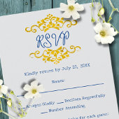 Gold Baroque Floral Heart Mexican Wedding RSVP Kaartje