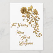 Gold Baroque Floral Script | Elegant Wedding Menu (Voorkant)