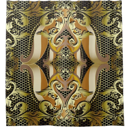 Gold Baroque luxe 3d naadloos patroon. L Douchegordijn (Voorkant)