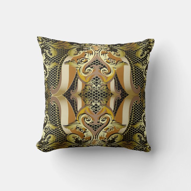 Gold Baroque luxe 3d  naadloos patroon. L Kussen (Voorkant)