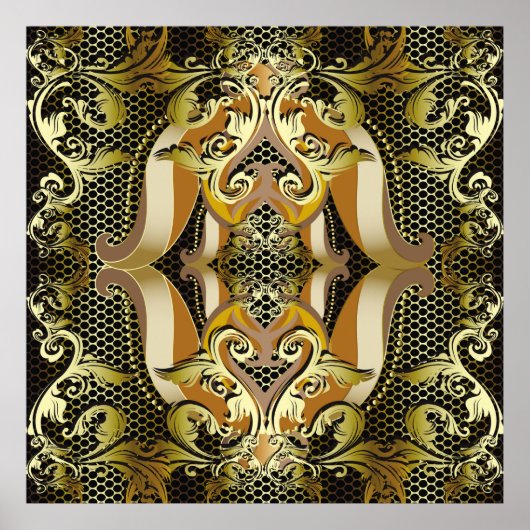 Gold Baroque luxe 3d  naadloos patroon. L Poster (Voorkant)