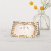 Gold Baroque Monogram Frame Ivory Place Card Plaatskaartje (Achterkant)