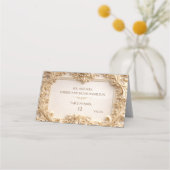 Gold Baroque Monogram Frame Ivory Place Card Plaatskaartje (Voorkant)
