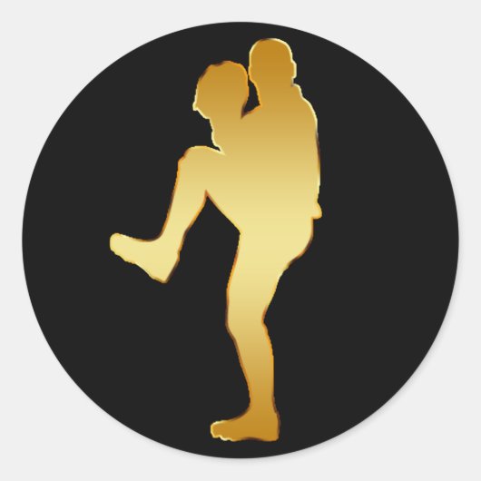 GOLD BASEBALL PLAYER RONDE STICKER (Voorkant)