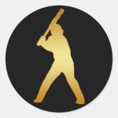 GOLD BASEBALL PLAYER RONDE STICKER (Voorkant)
