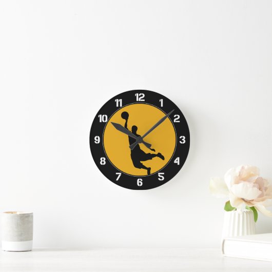 Gold Basketball Circle Genummerd Ronde Klok (Huis)