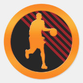 Gold Basketball Player Ronde Sticker (Voorkant)