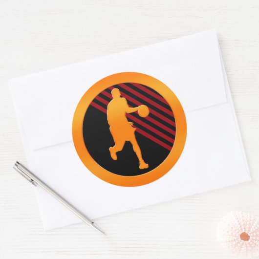 Gold Basketball Player Ronde Sticker (Envelop)