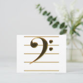 Gold Bass Clef Music Note Briefkaart (Staand voorkant)