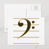 Gold Bass Clef Music Note Briefkaart (Voorkant / Achterkant)