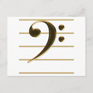 Gold Bass Clef Music Note Briefkaart