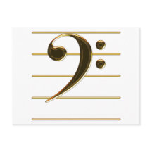 Gold Bass Clef Music Note