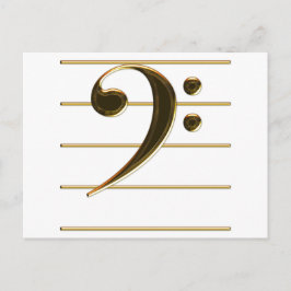 Gold Bass Clef Music Note Briefkaart