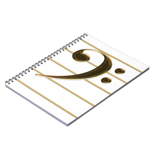 Gold Bass Clef Music Note Notitieboek (Linkerzijde)