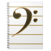 Gold Bass Clef Music Note Notitieboek (Voorkant)