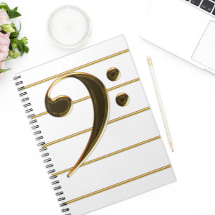 Gold Bass Clef Music Note Notitieboek
