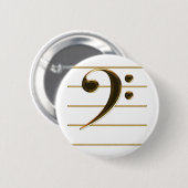 Gold Bass Clef Music Note Ronde Button 5,7 Cm (Voorkant /achterkant)