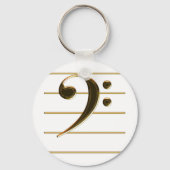 Gold Bass Clef Music Note Sleutelhanger (Voorkant)