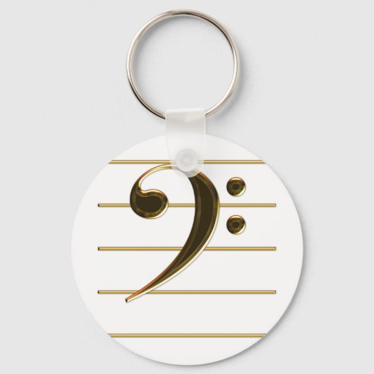 Gold Bass Clef Music Note Sleutelhanger (Voorkant)