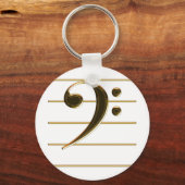 Gold Bass Clef Music Note Sleutelhanger (Voorkant)