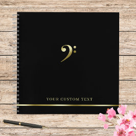 Gold Bass Clef Muziek Kantoor Teacher Elegant Notitieboek